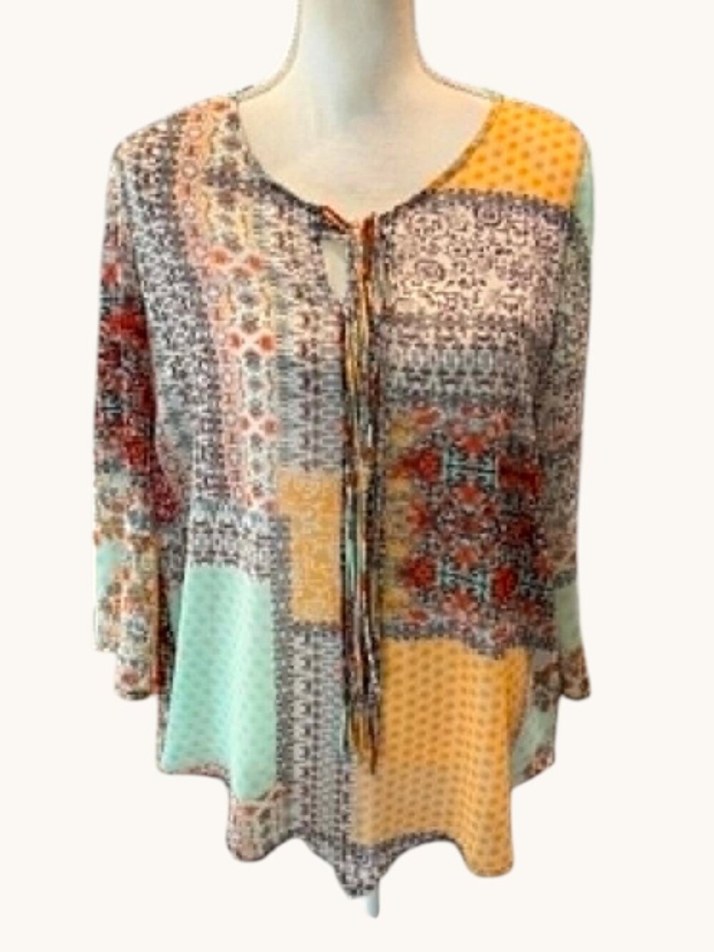 LIVE AND LET LIVE Chiffon Handkerchief Hem Long Sleeves Boho Top